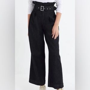 BDG Urban outfitters, black high waisted, wide, leg, paperbag pants